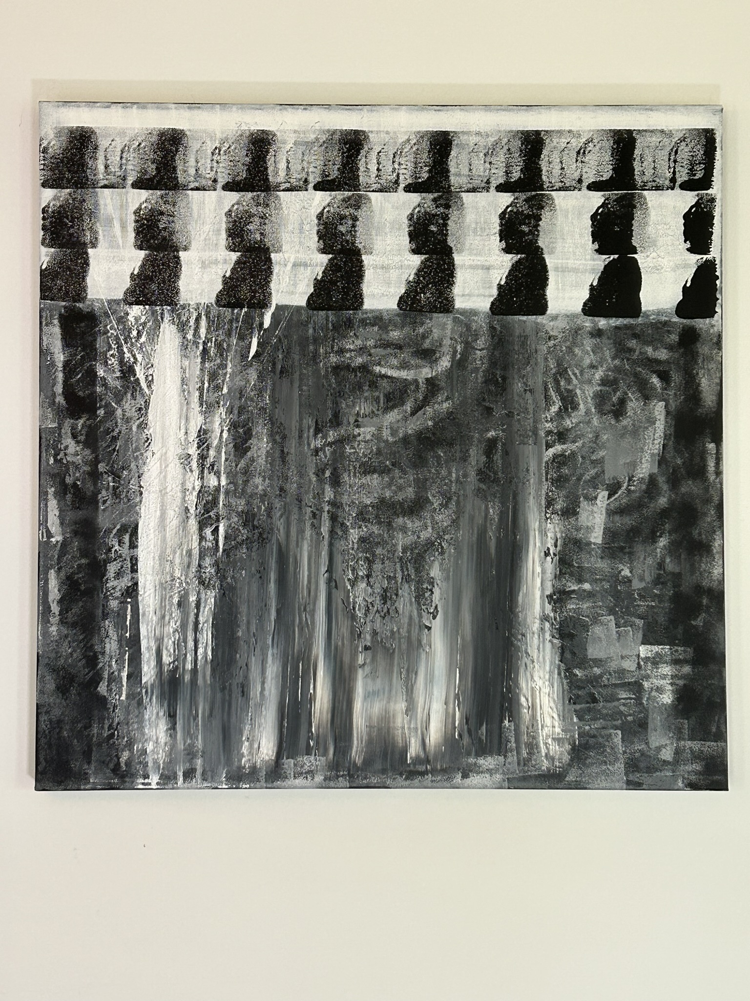 Abstraktes Gemälde „Im Schatten der Zeit“, Acryl auf Leinwand, 80×80 cm