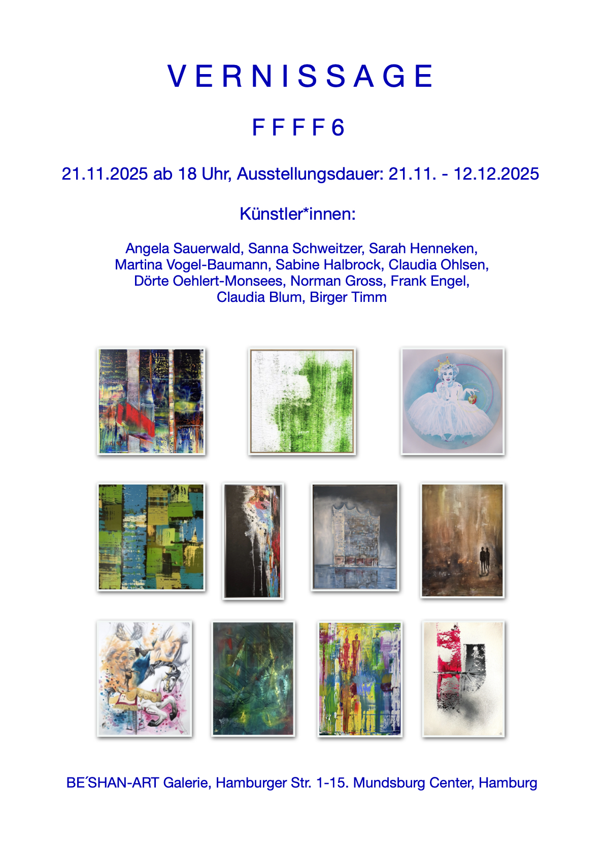 Vernissage-Plakat FFFF6 – BE'SHAN-ART Galerie Hamburg